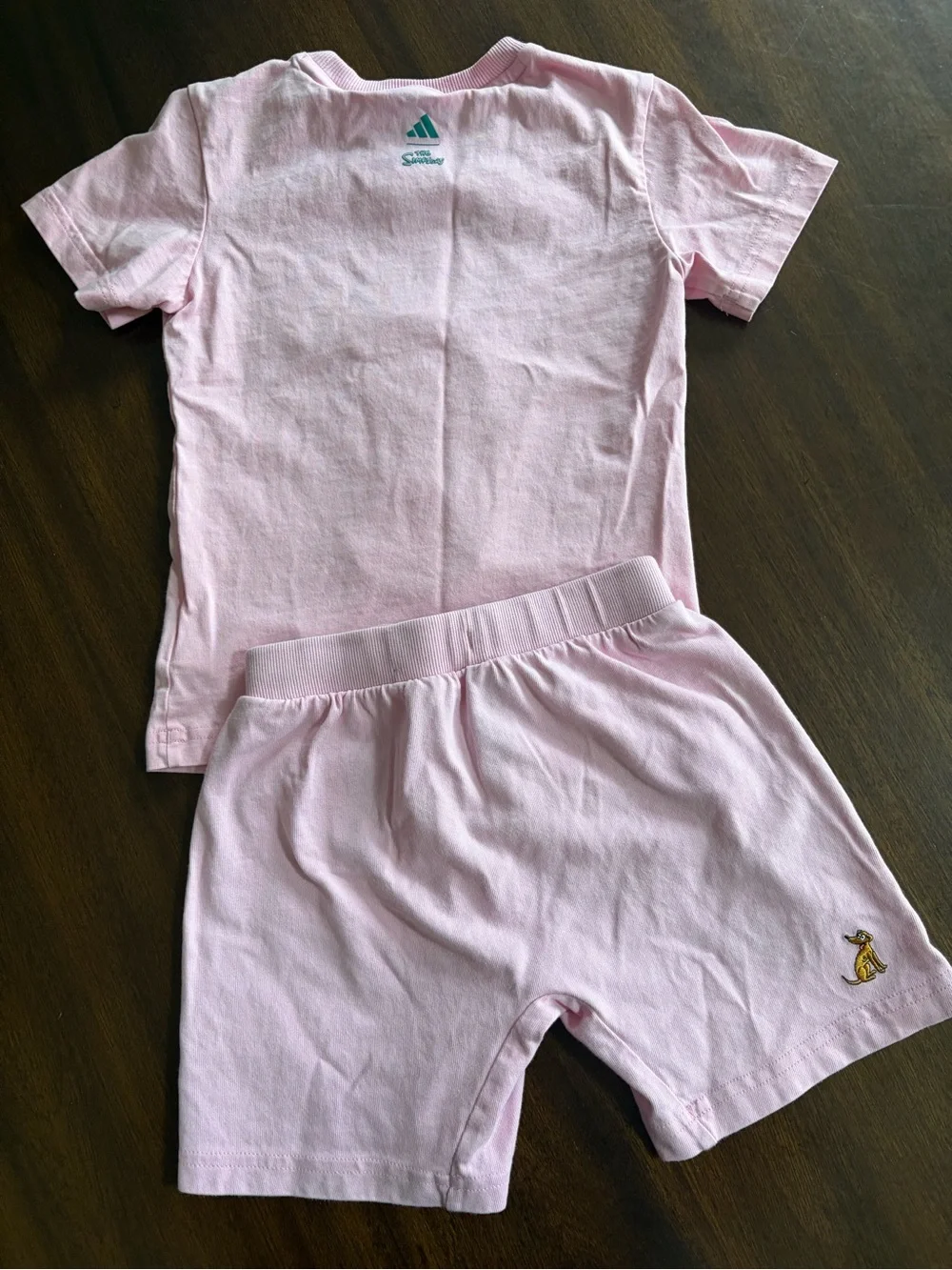 adidas Girls Pink Tee & Shorts Set with Simpsons Print